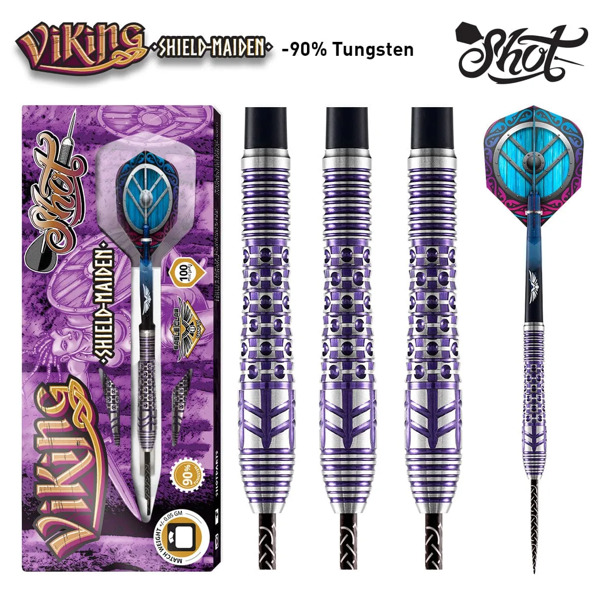 Viking Shield-Maiden Steel Tip Dart Set-90% Tungsten Barrels