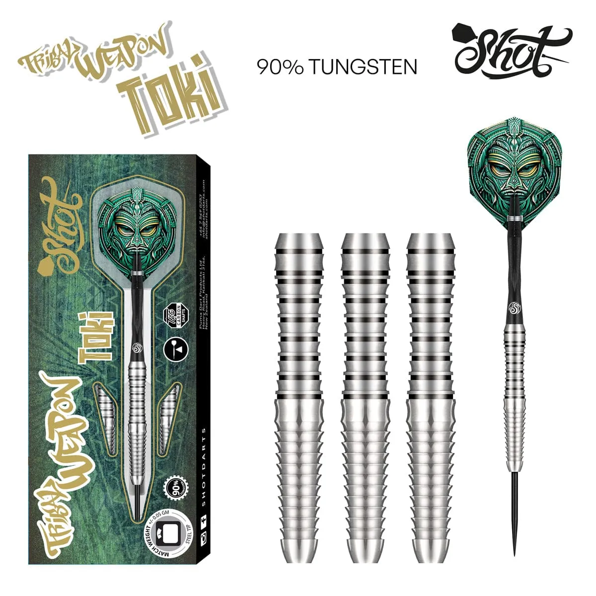 Tribal Weapon Toki Steel Tip Dart Set 90% Tungsten Barrels