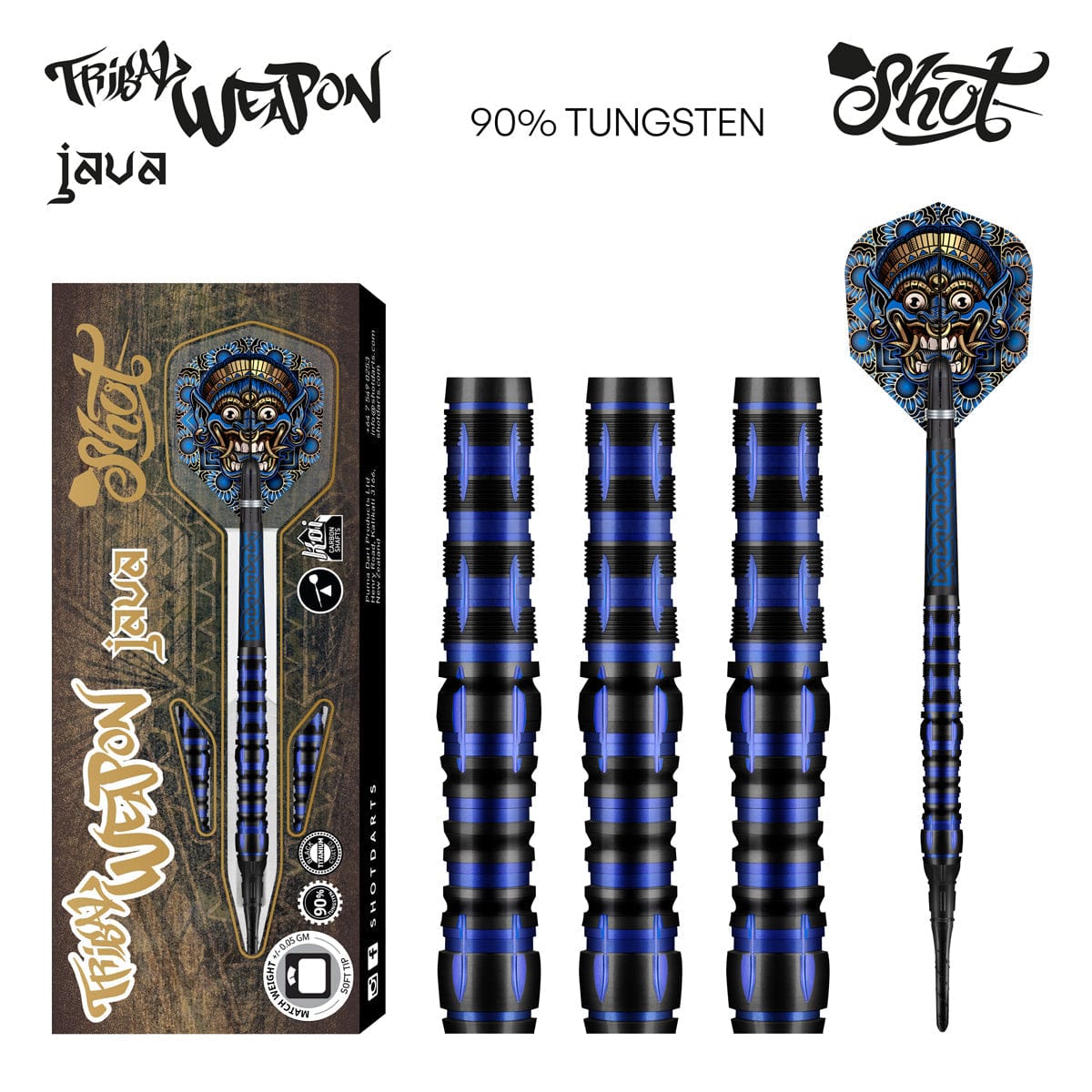 Tribal Weapon Java Soft Tip Dart Set-90% Tungsten Barrels