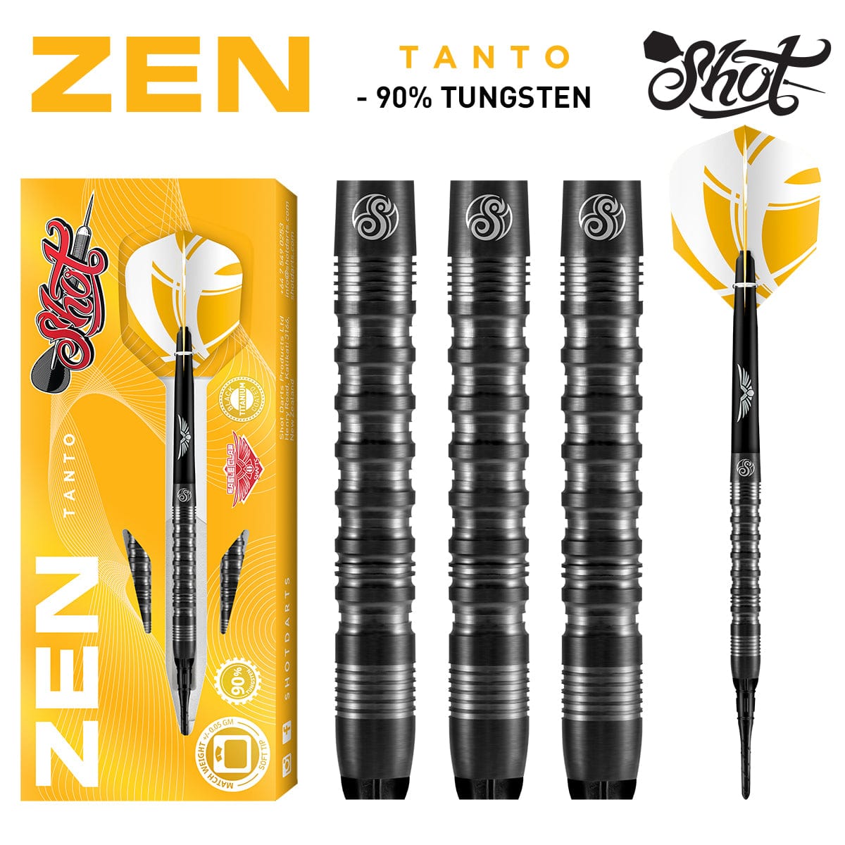 Zen Tanto Soft Tip Dart Set-90% Tungsten Barrels