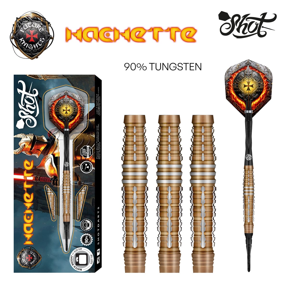 Future Knights Hachette Soft Tip Dart Set-90% Tungsten Barrels