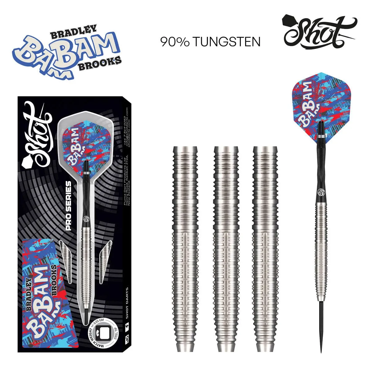 Pro Series Bradley Brooks Gen 2 Steel Tip Dart Set-90 Tungsten Barrels