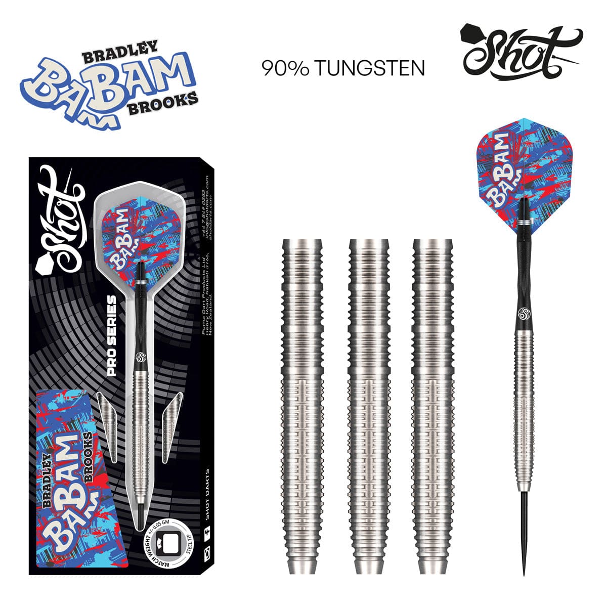 Pro Series Bradley Brooks Gen 2 Steel Tip Dart Set-90 Tungsten Barrels
