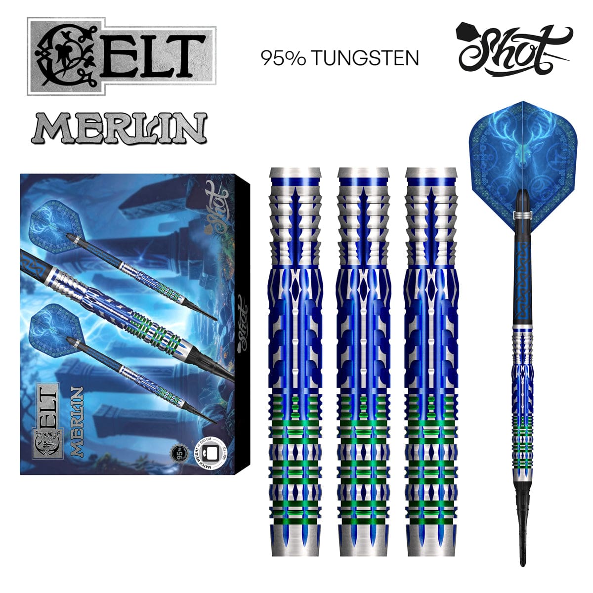 Celt Merlin Soft Tip Dart Set-95% Tungsten Barrels