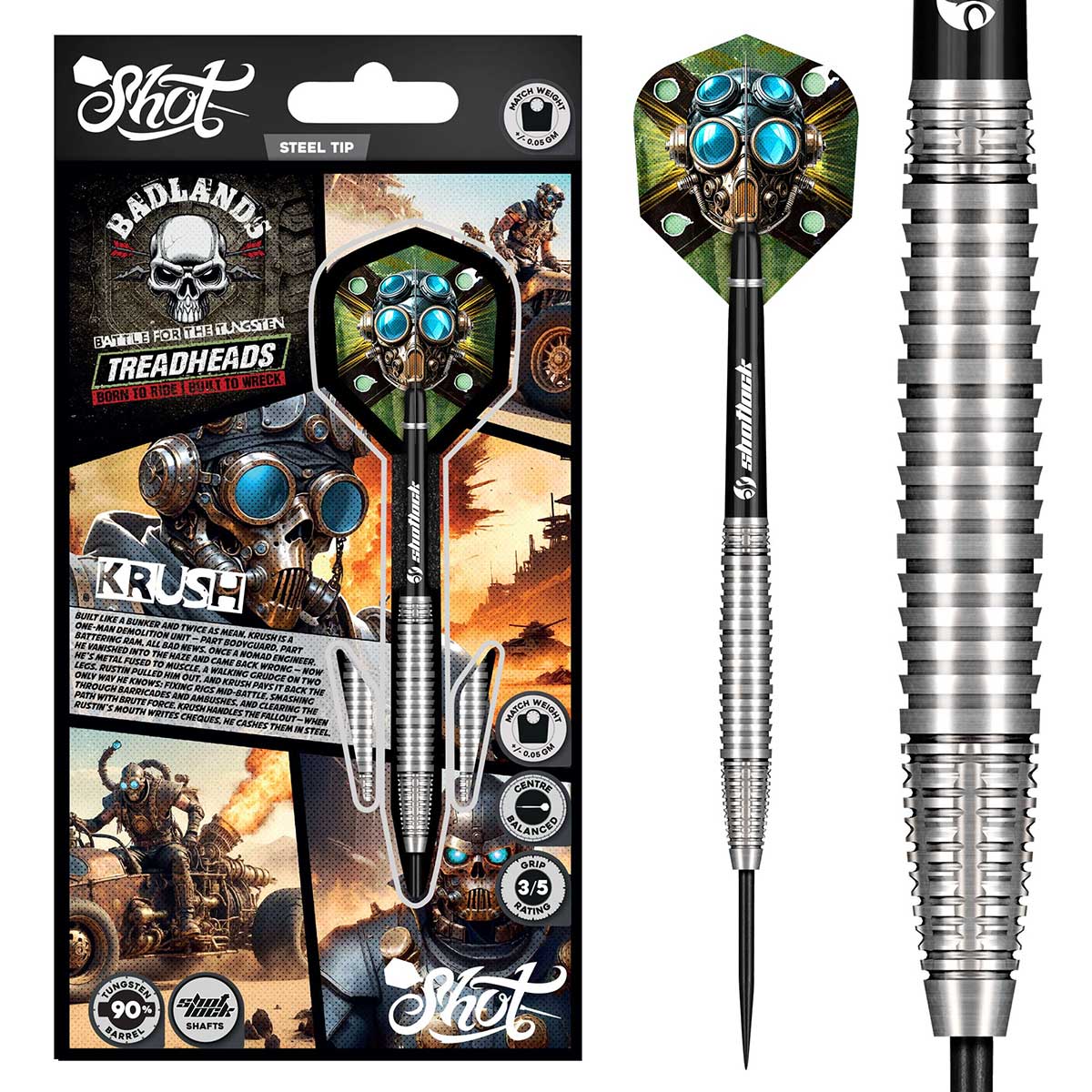Badlands Krush Steel Tip Dart Set-90% Tungsten Barrels