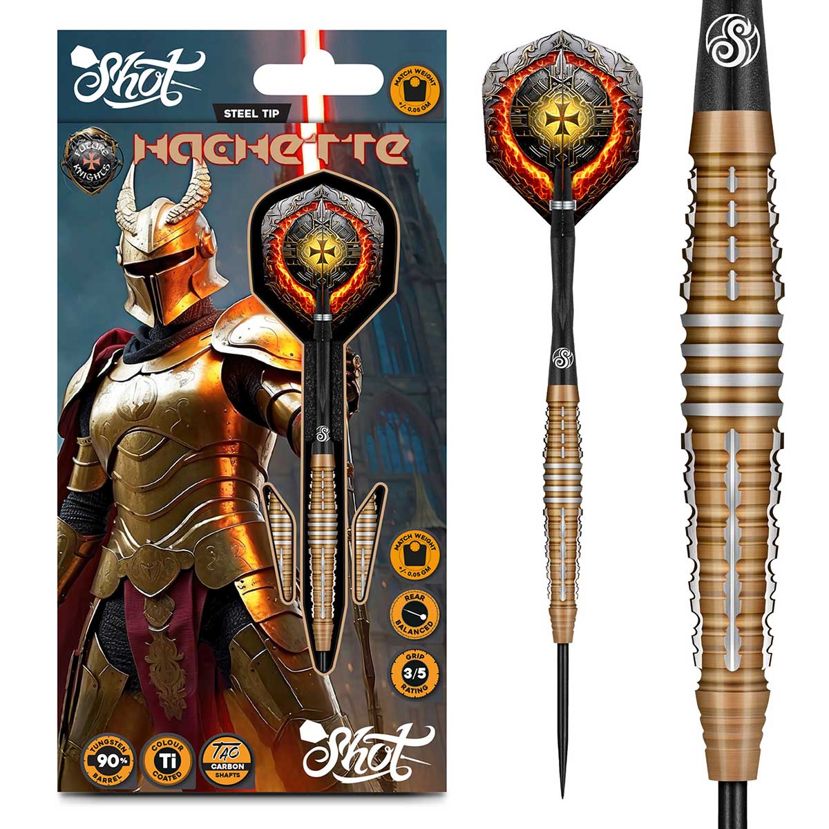 Future Knights Hachette Steel Tip Dart Set-90% Tungsten Barrels