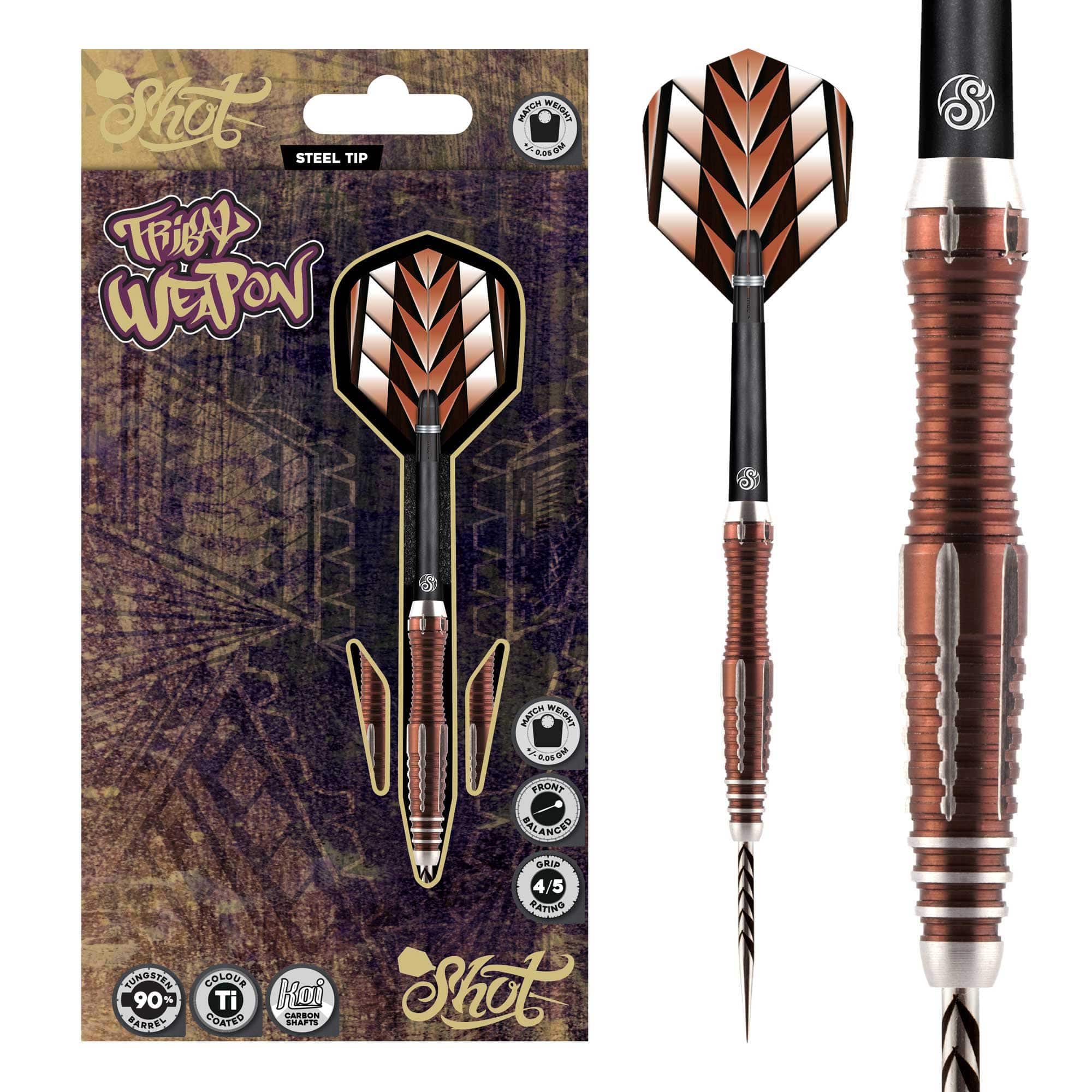 Tribal Weapon 1 Series Steel Tip Dart Set-90% Tungsten Barrels