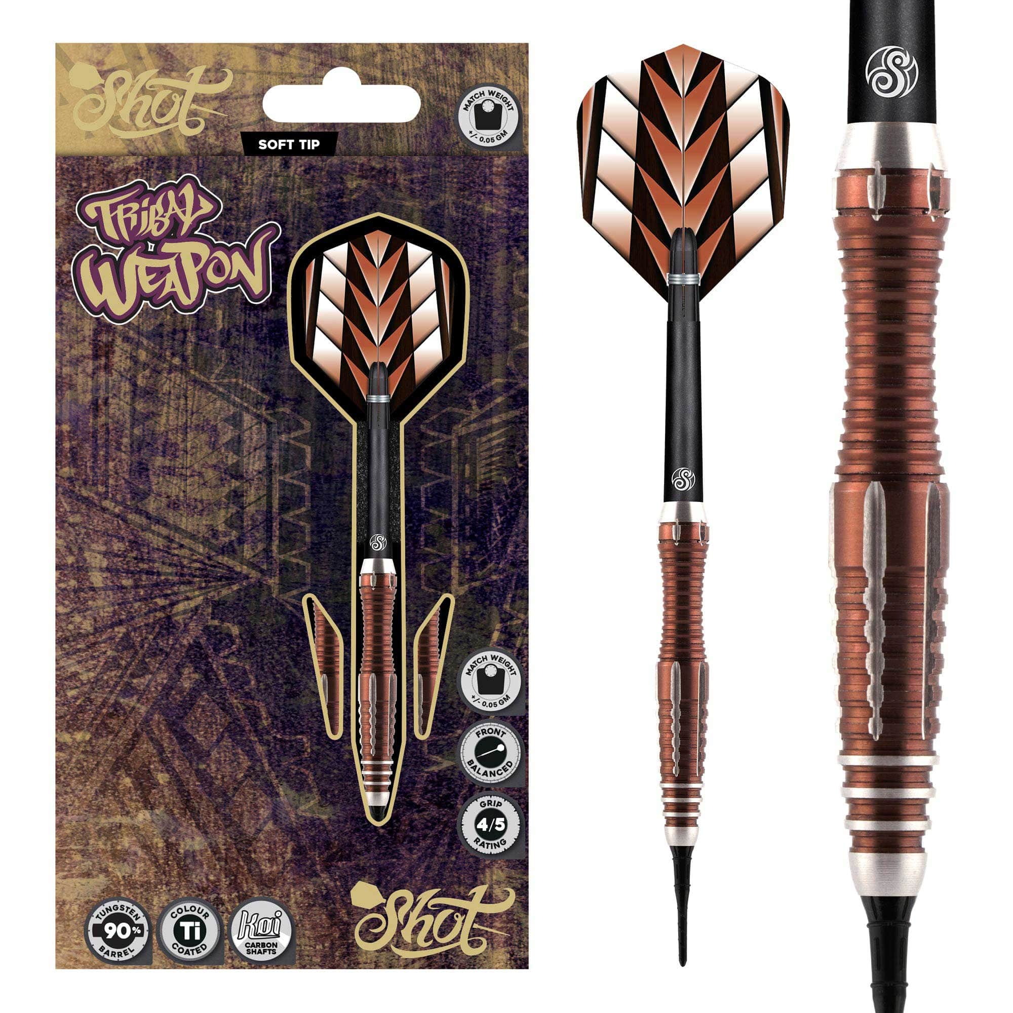 Tribal Weapon 1 Series Soft Tip Dart Set-90% Tungsten Barrels