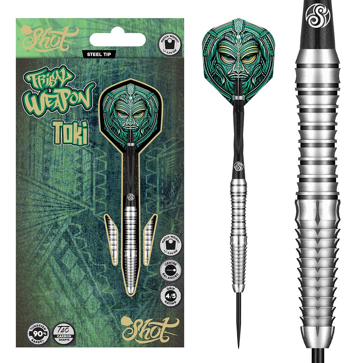 Tribal Weapon Toki Steel Tip Dart Set 90% Tungsten Barrels