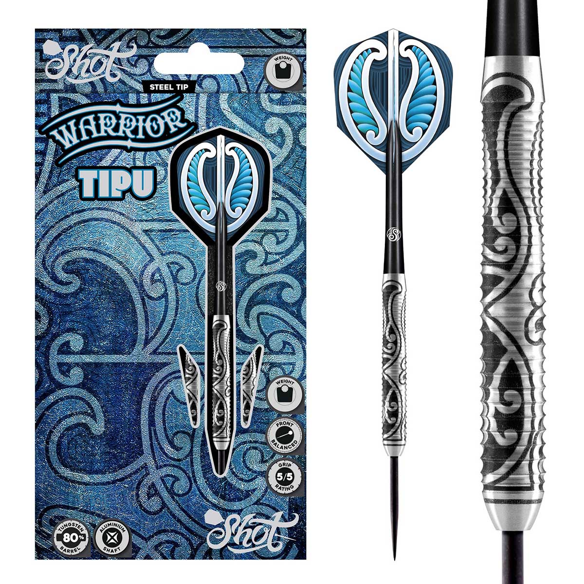 Warrior Tipu Steel Tip Dart Set-80% Tungsten