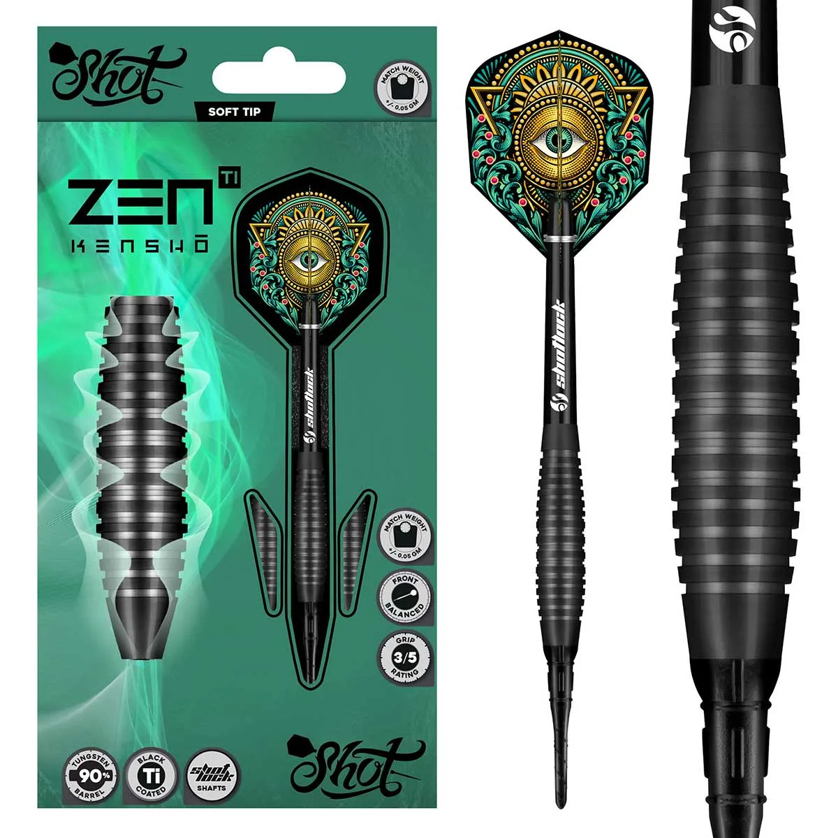 Zen Kensho Soft Tip Dart Set-90% Tungsten Barrels