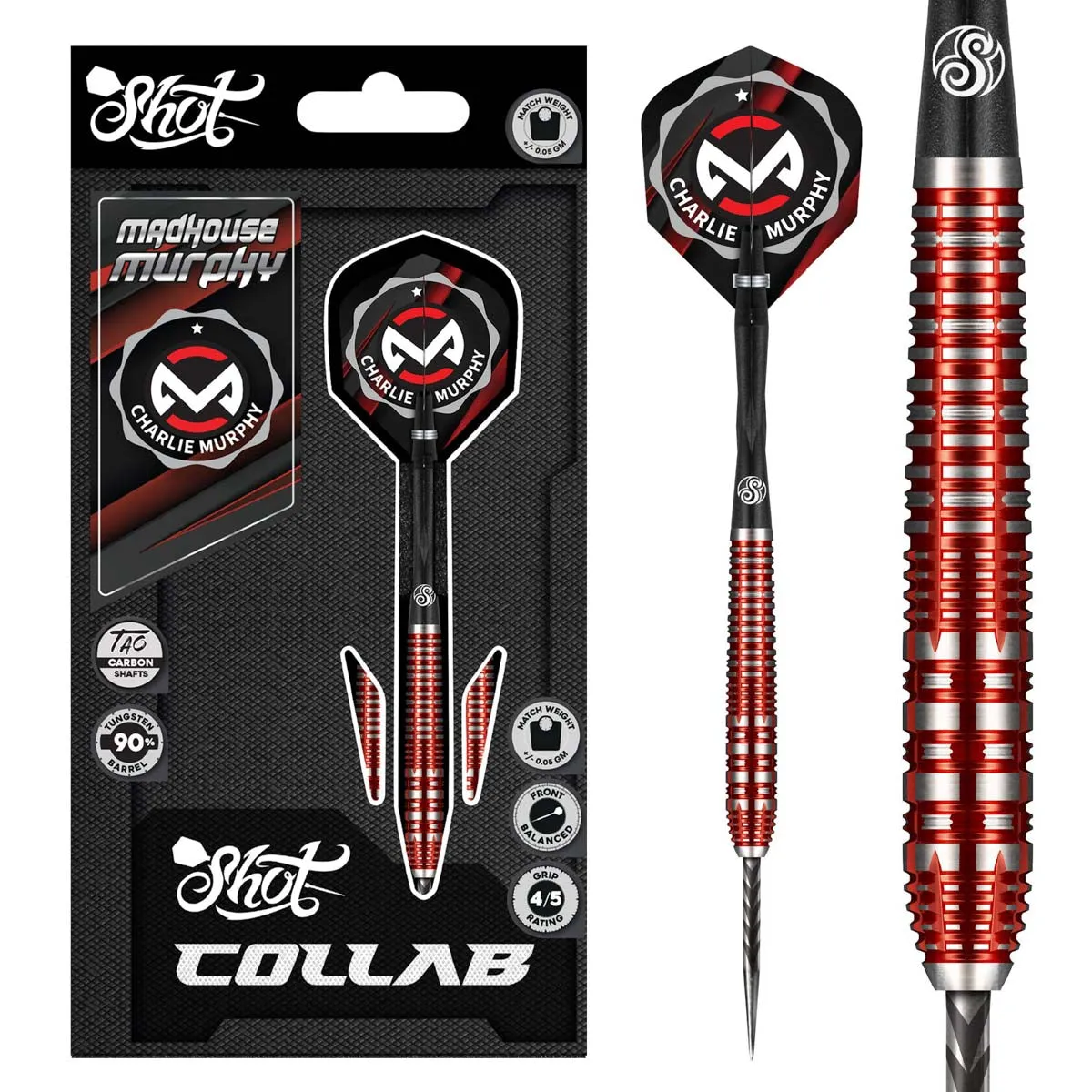 Shot Collab Charlie Murphy Steel Tip Dart Set-90% Tungsten Barrels