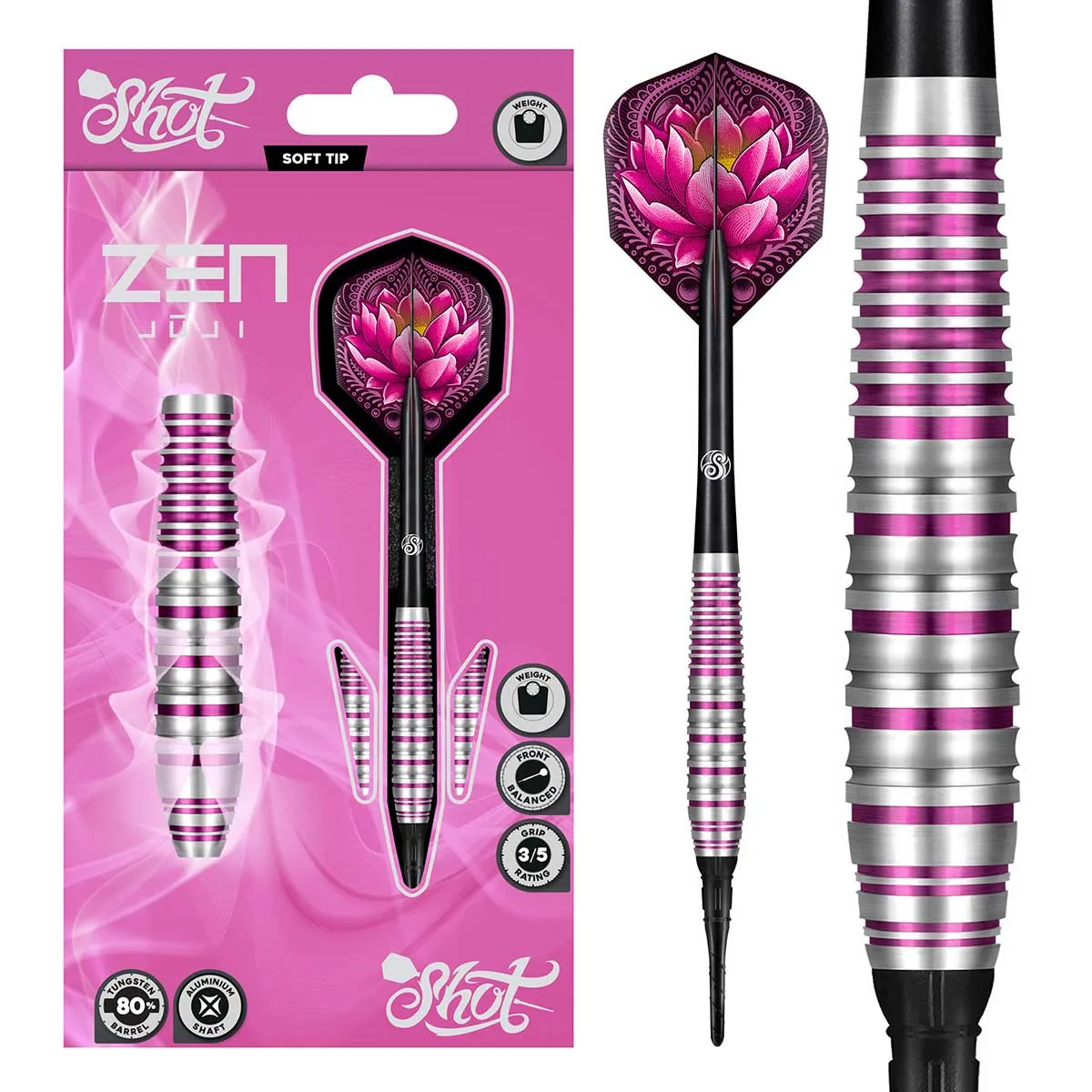 Zen Juji Soft Tip Dart Set-80% Tungsten Barrels