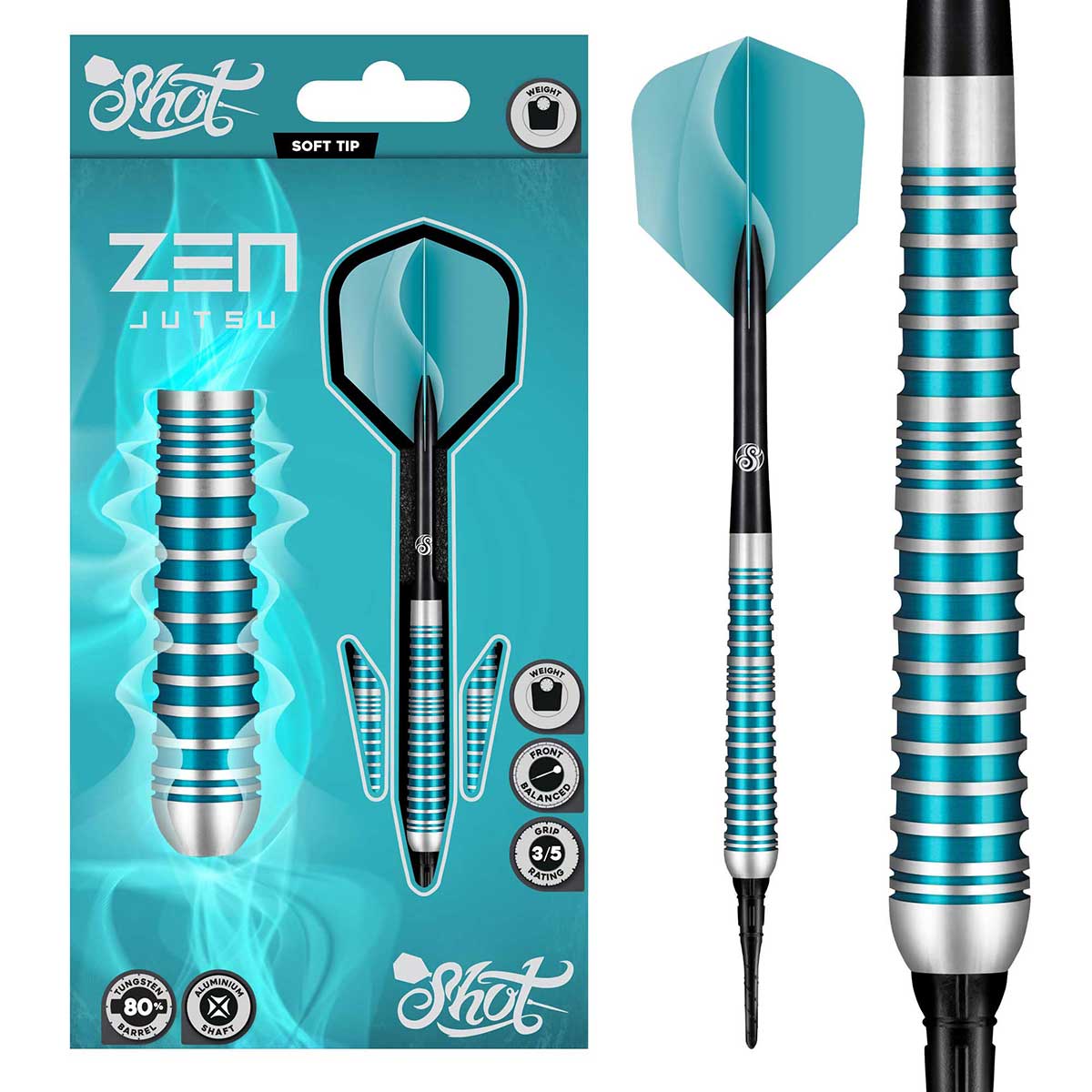 Zen Jutsu Soft Tip Dart Set-80% Tungsten Barrels