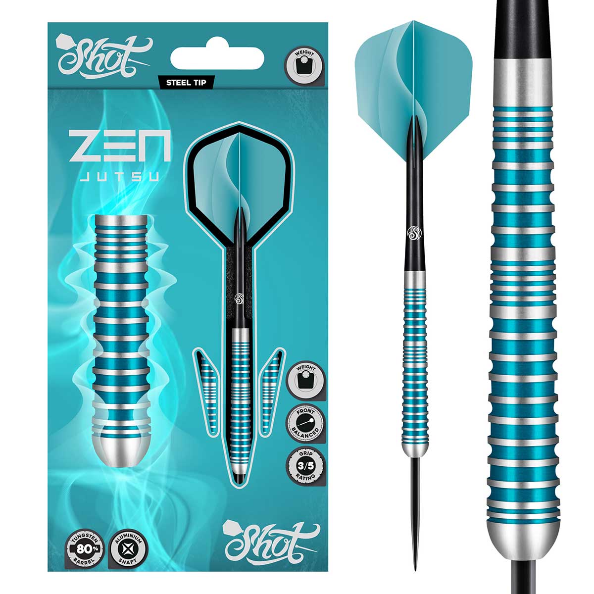 Zen Jutsu Steel Tip Dart Set-80% Tungsten Barrels
