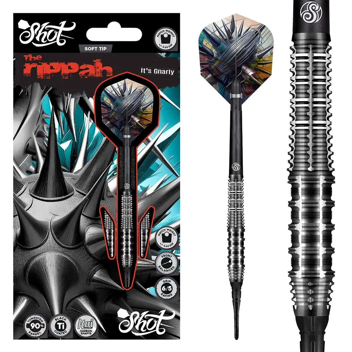 Gnarly Rippah Soft Tip Dart Set-90% Tungsten Dart Barrels