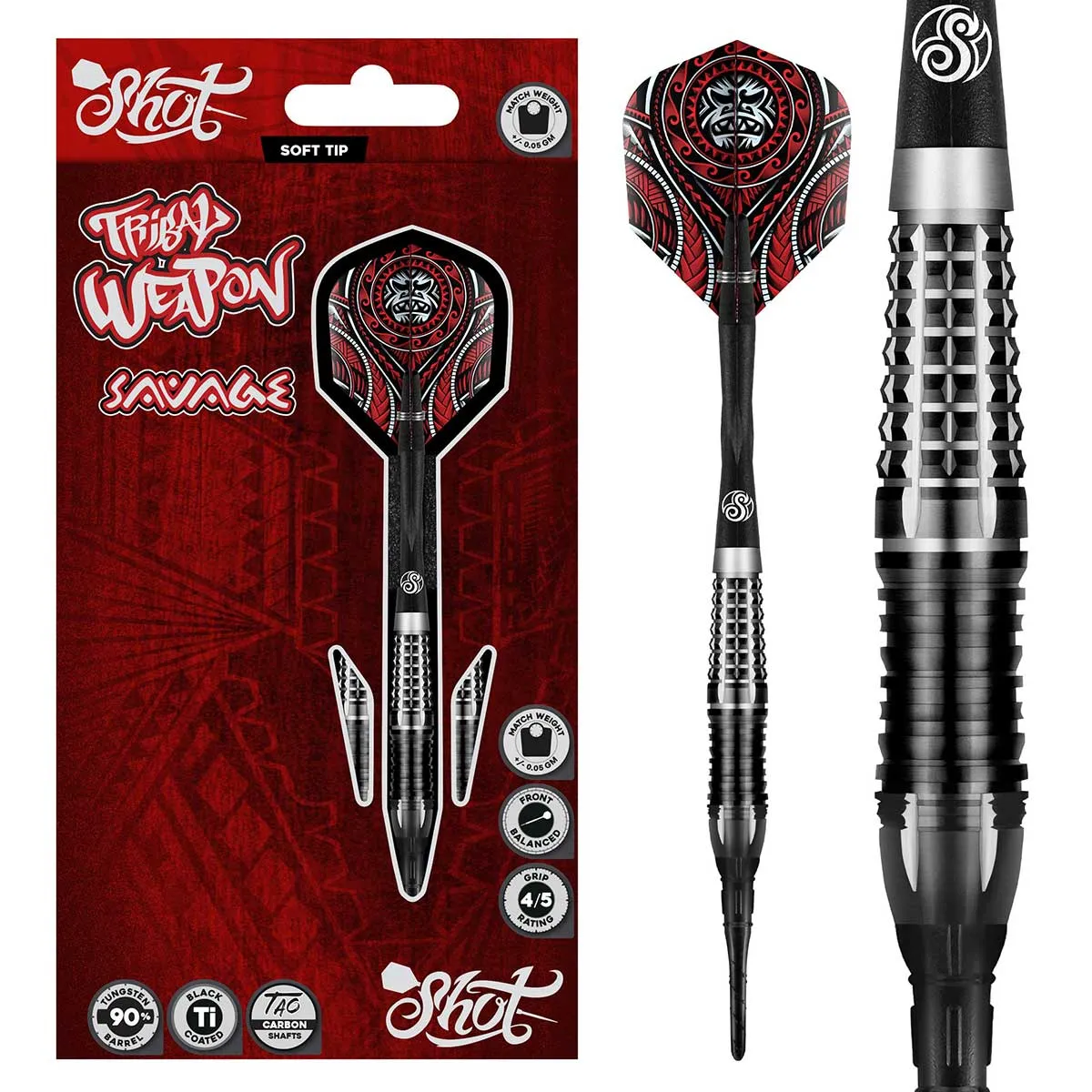 Tribal Weapon Savage Soft Tip Dart Set-90% Tungsten Barrels