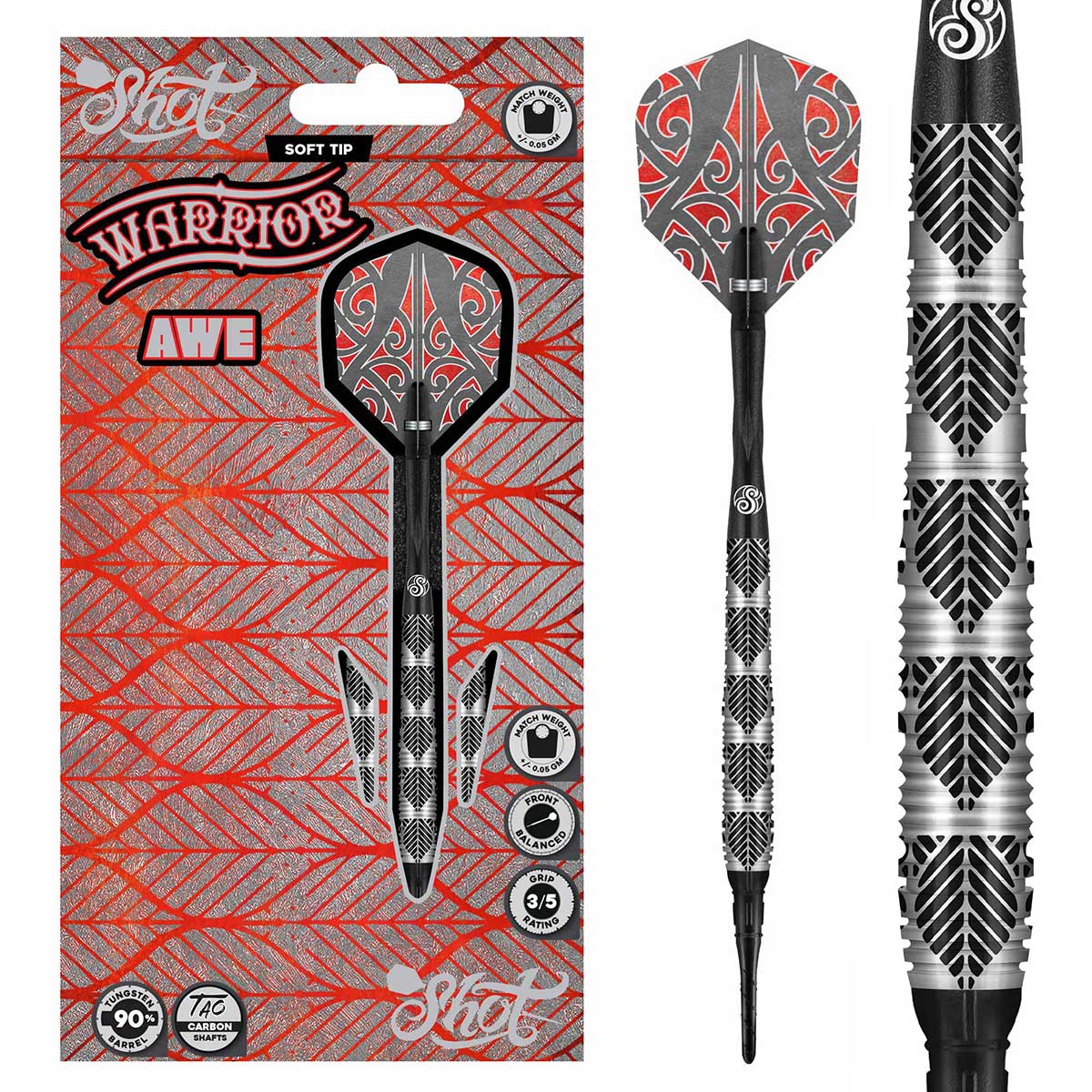 Warrior Awe Soft Tip Dart Set-90% Tungsten Barrels