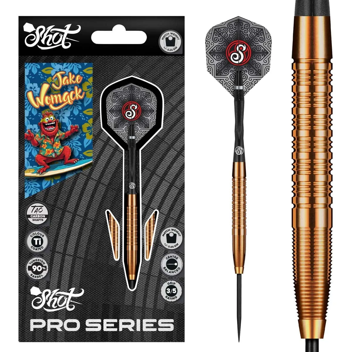 Pro Series Jake Womack Steel Tip Dart Set-90 Tungsten Barrels