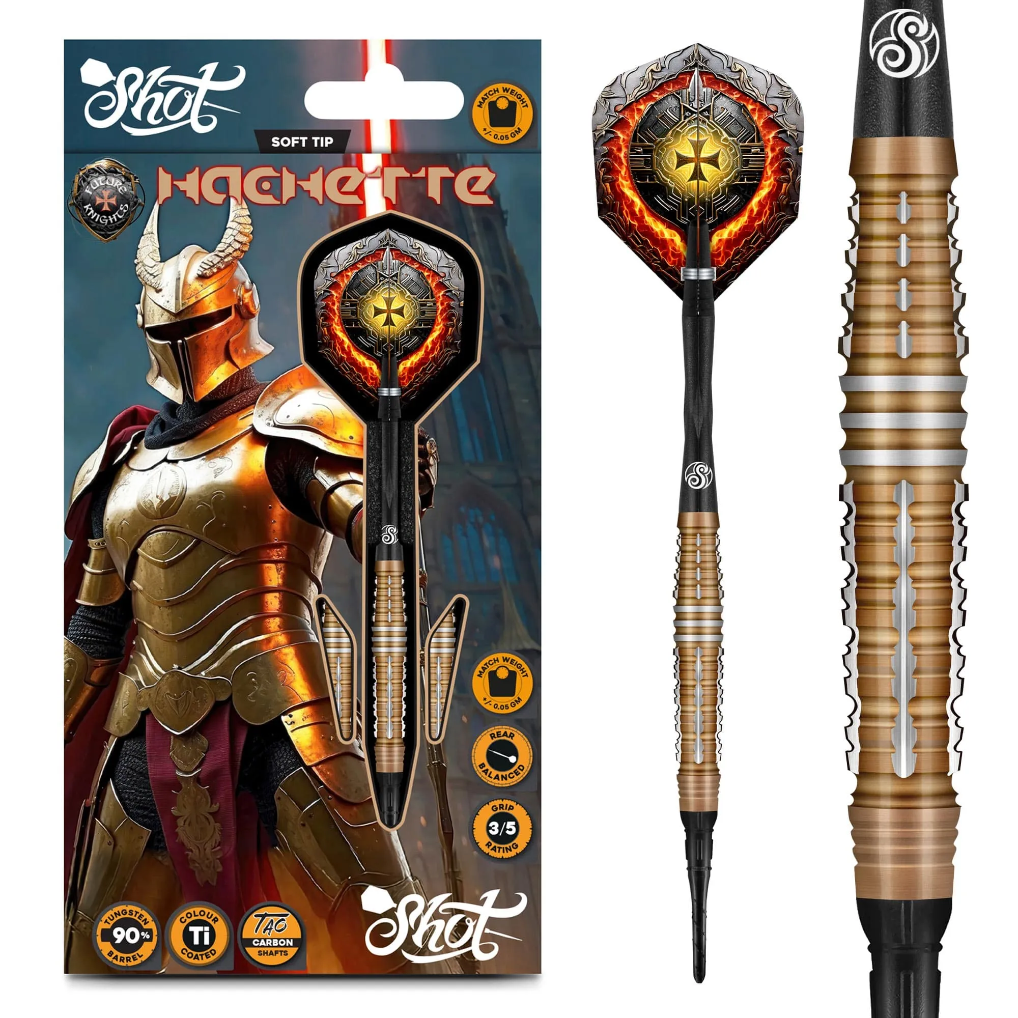 Future Knights Hachette Soft Tip Dart Set-90% Tungsten Barrels