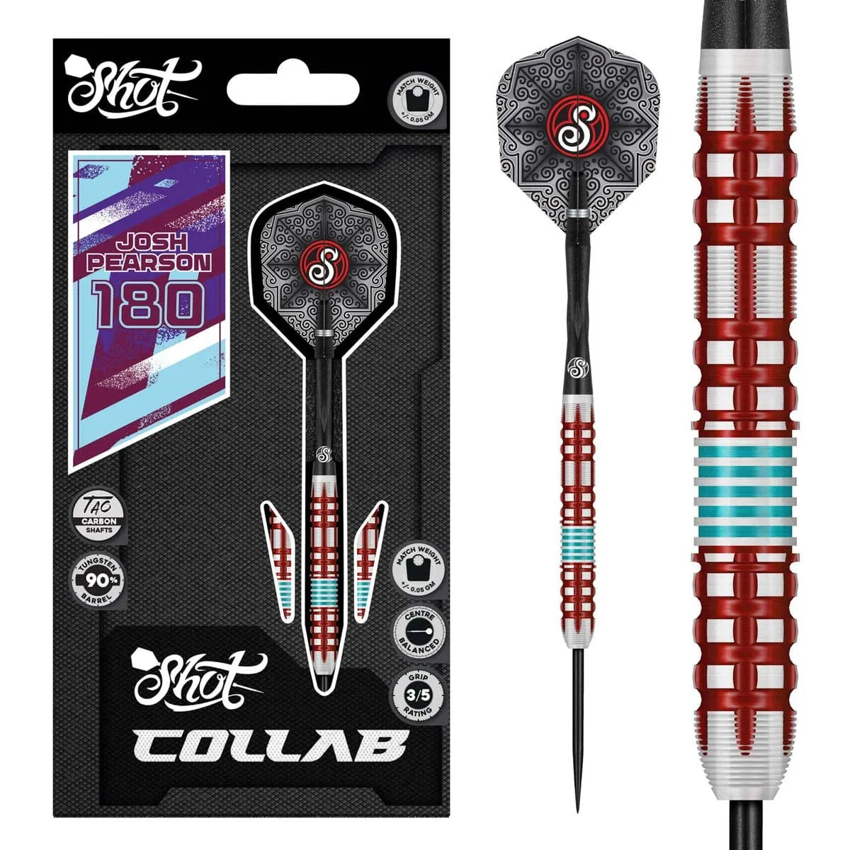 Collab Josh Pearson Steel Tip Dart Set-90% Tungsten Barrels