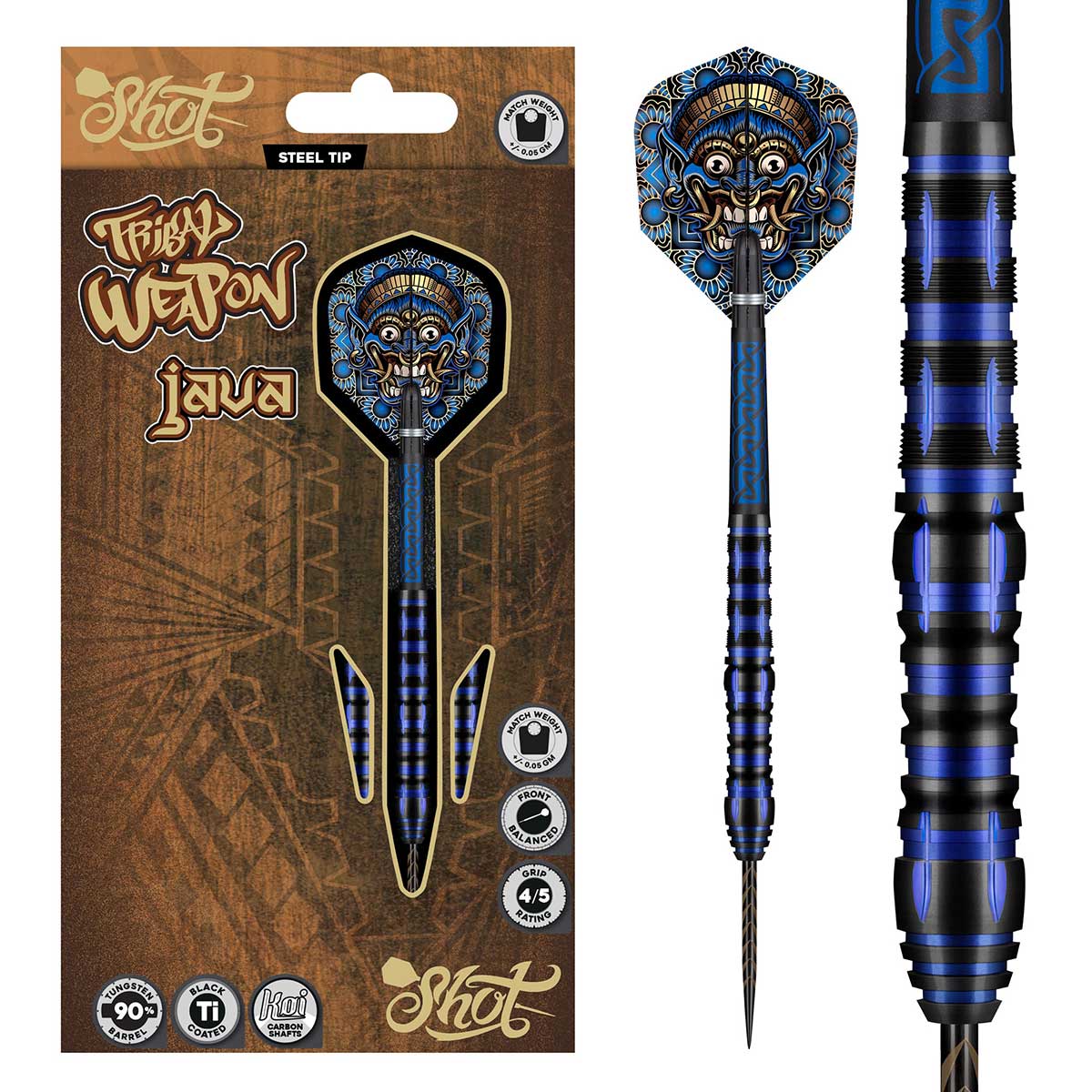 Tribal Weapon Java Steel Tip Dart Set-90% Tungsten Barrels