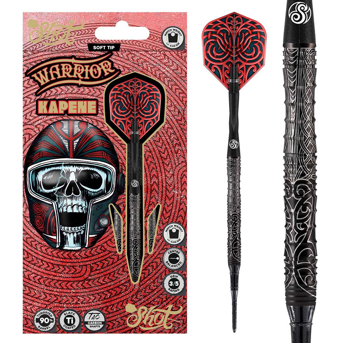 Warrior Kapene Soft Tip Dart Set-90% Tungsten Barrels