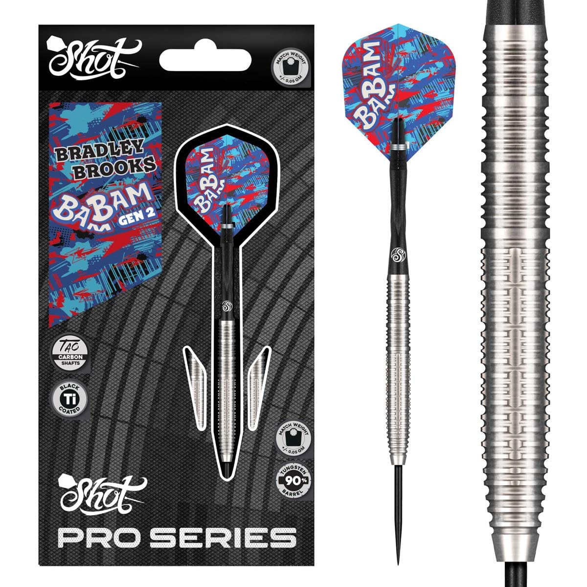 Pro Series Bradley Brooks Gen 2 Steel Tip Dart Set-90 Tungsten Barrels