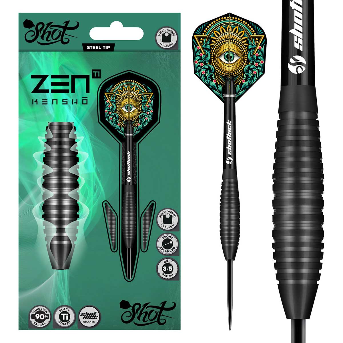 Zen Kensho Steel Tip Dart Set-90% Tungsten Barrels