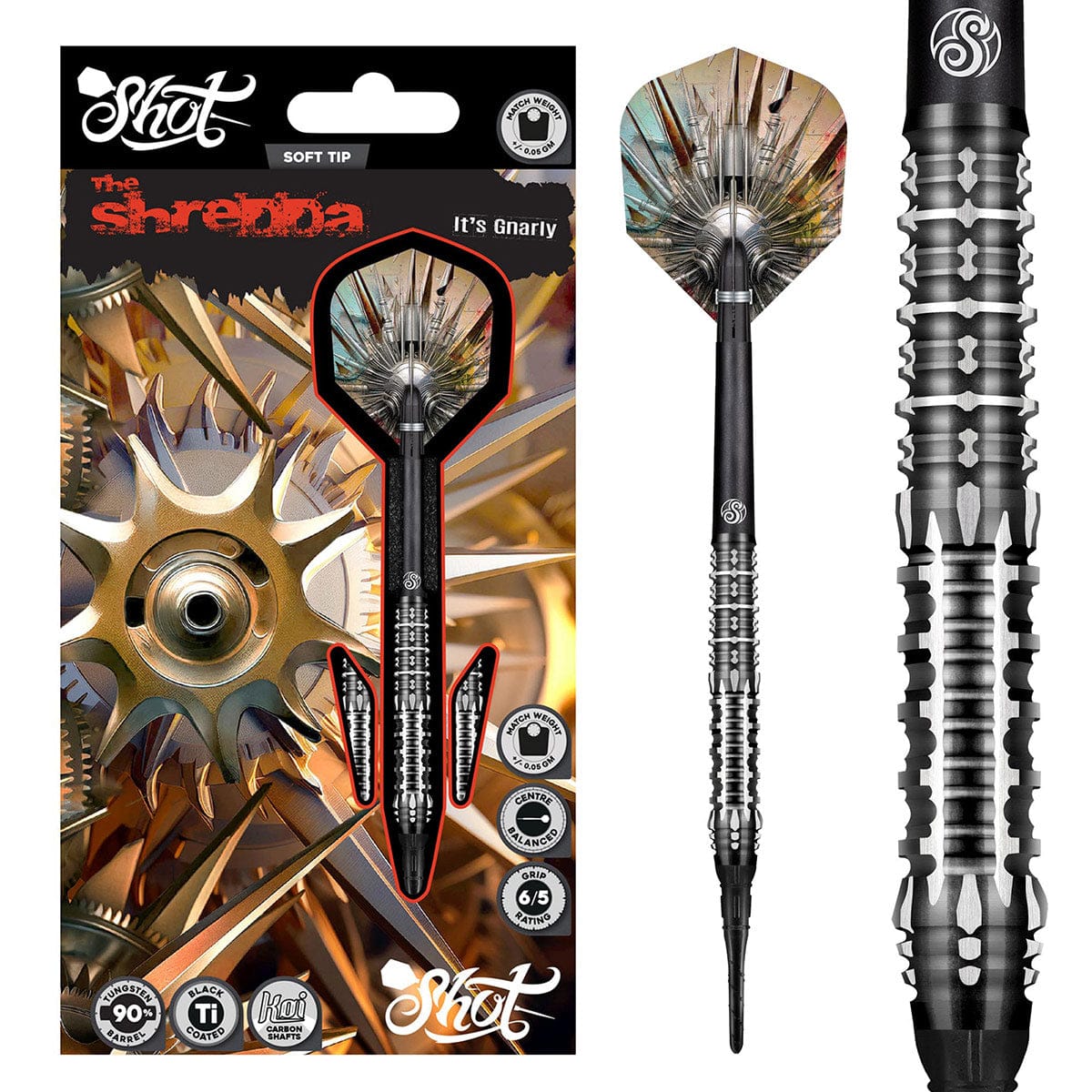 Gnarly Shredda Soft Tip Dart Set-90% Tungsten Dart Barrels