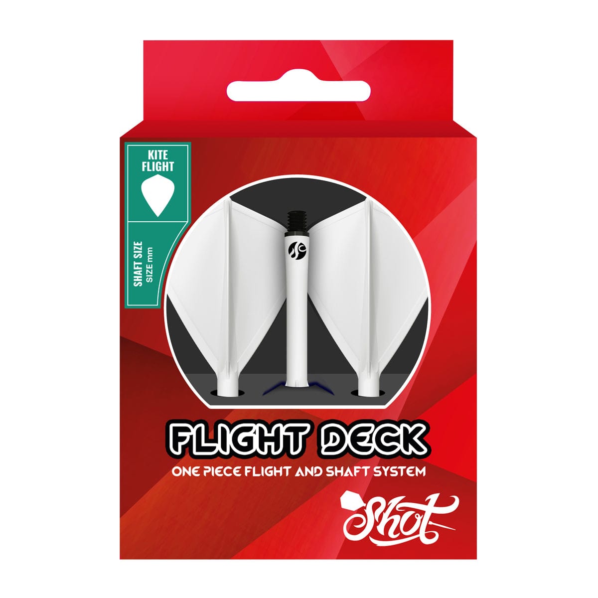 Flight Deck-One Piece Dart Flight and Shaft System-Kite-White