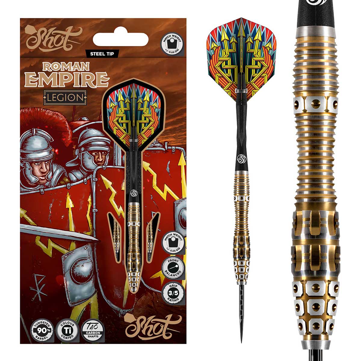 Roman Empire Legion Steel Tip Dart Set-90% Tungsten Barrels