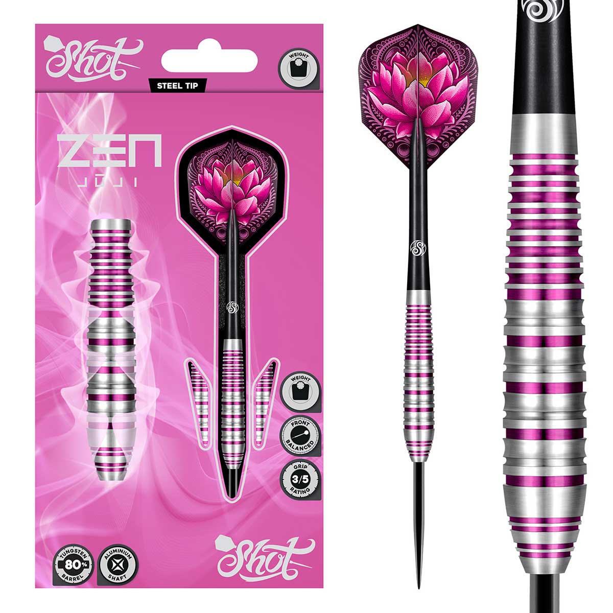Zen Juji Steel Tip Dart Set-80% Tungsten Barrels