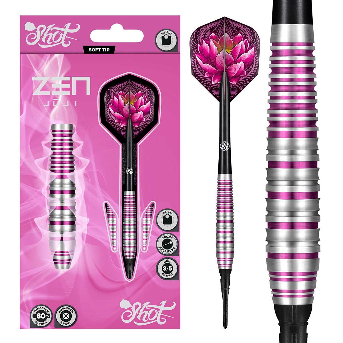 Zen Juji Soft Tip Dart Set-80% Tungsten Barrels
