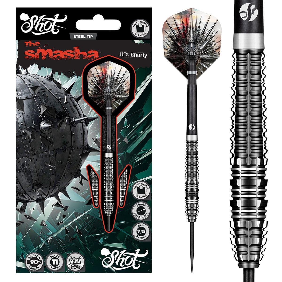 Gnarly Smasha Steel Tip Dart Set-90% Tungsten Barrels