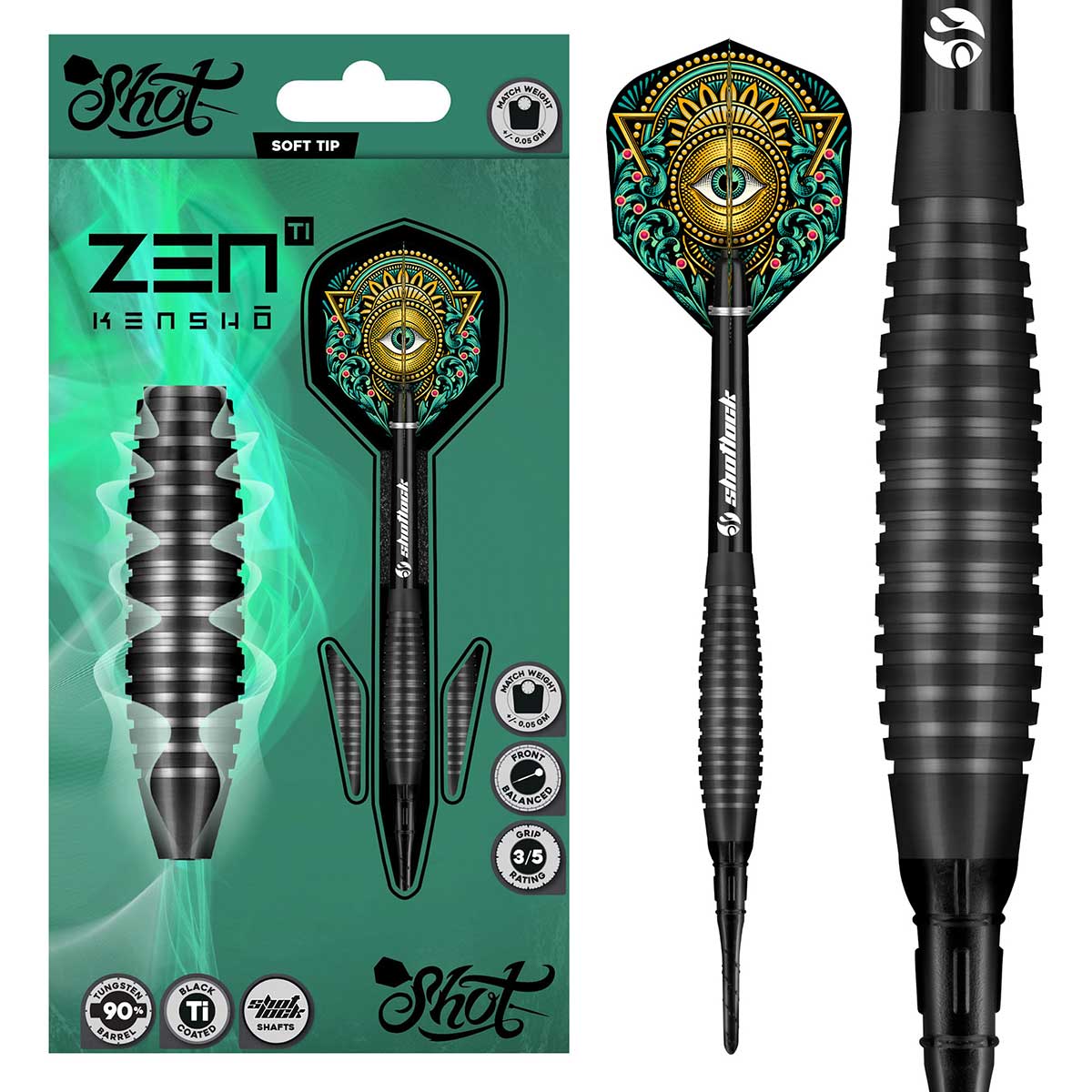 Zen Kensho Soft Tip Dart Set-90% Tungsten Barrels