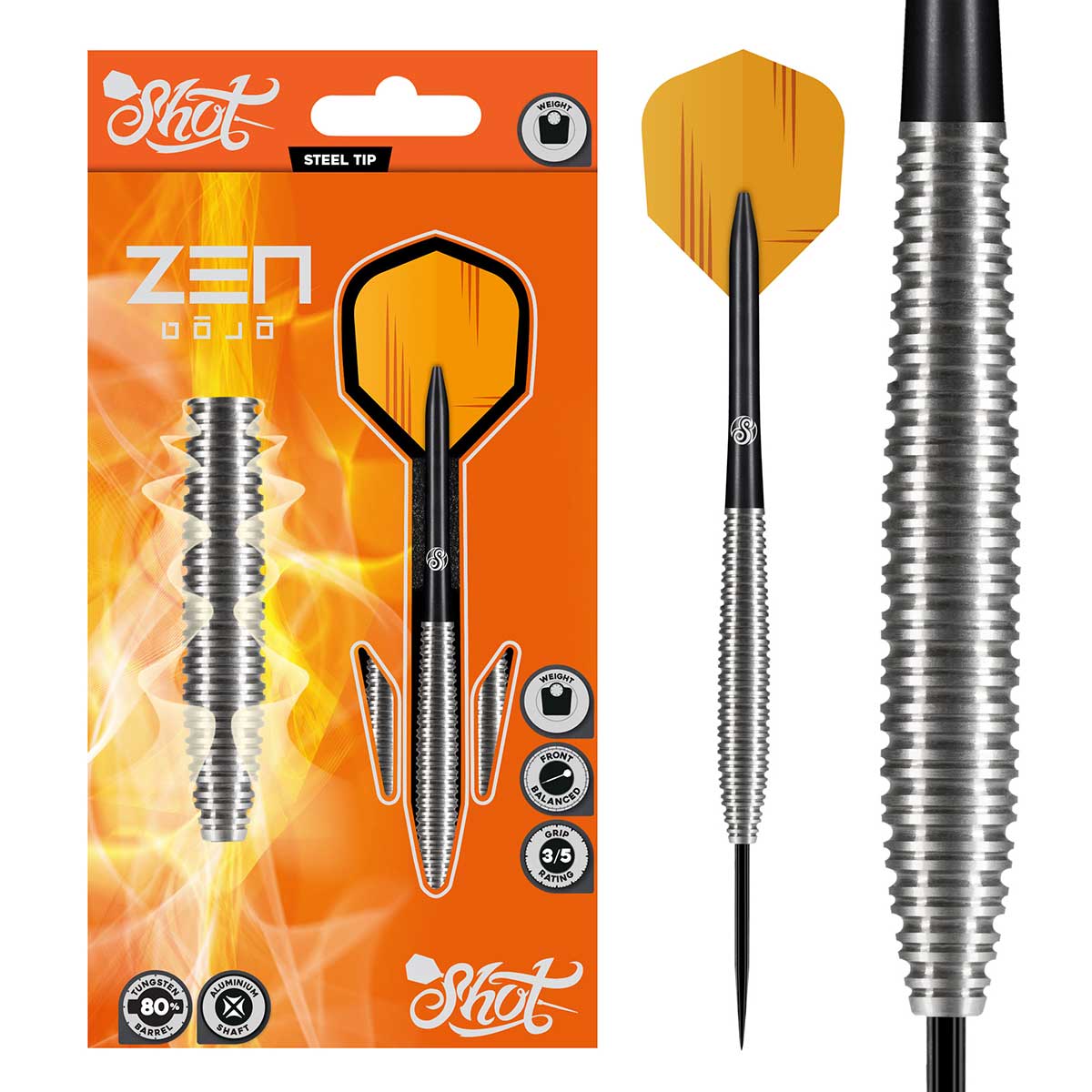Zen Dojo Steel Tip Dart Set-80% Tungsten Barrels