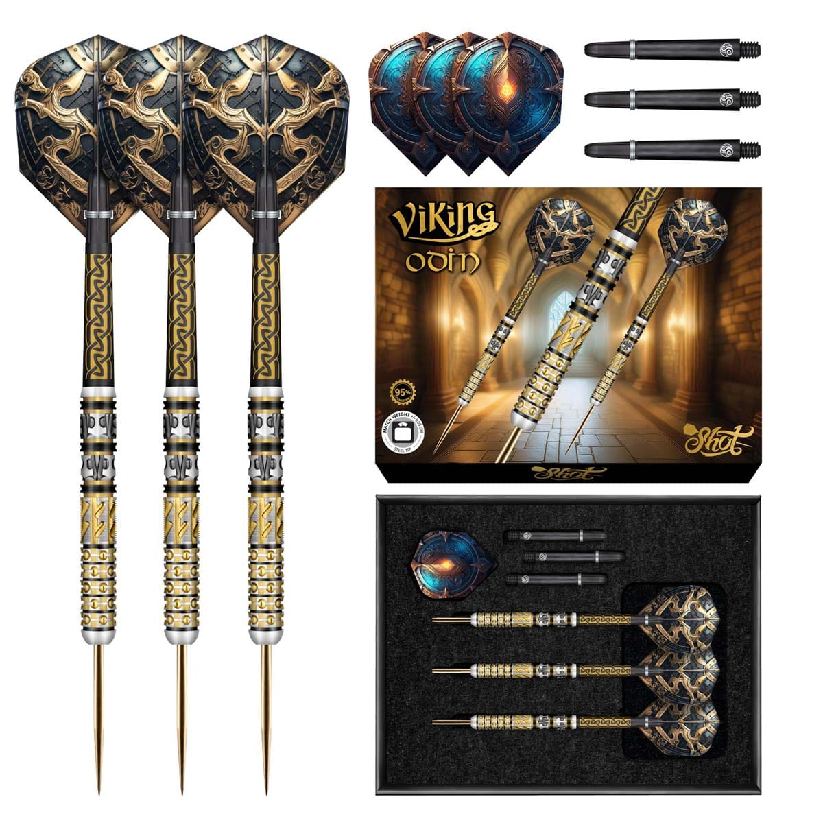 Viking Odin Steel Tip Dart Set-95% Tungsten Dart Barrels