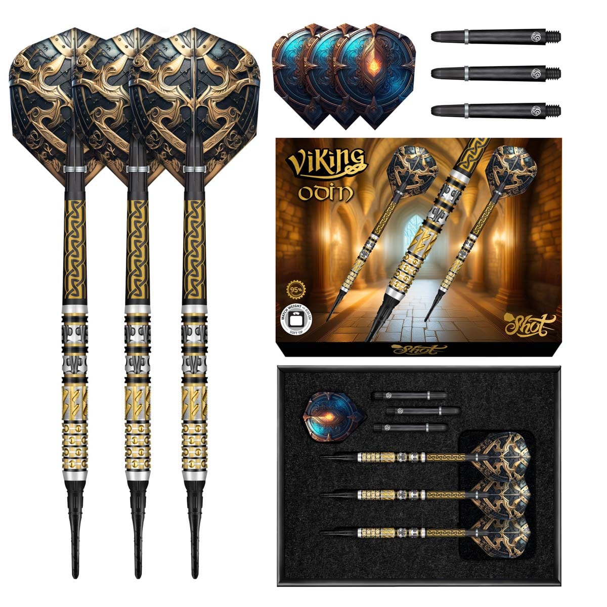Viking Odin Soft Tip Dart Set-95% Tungsten Dart Barrels