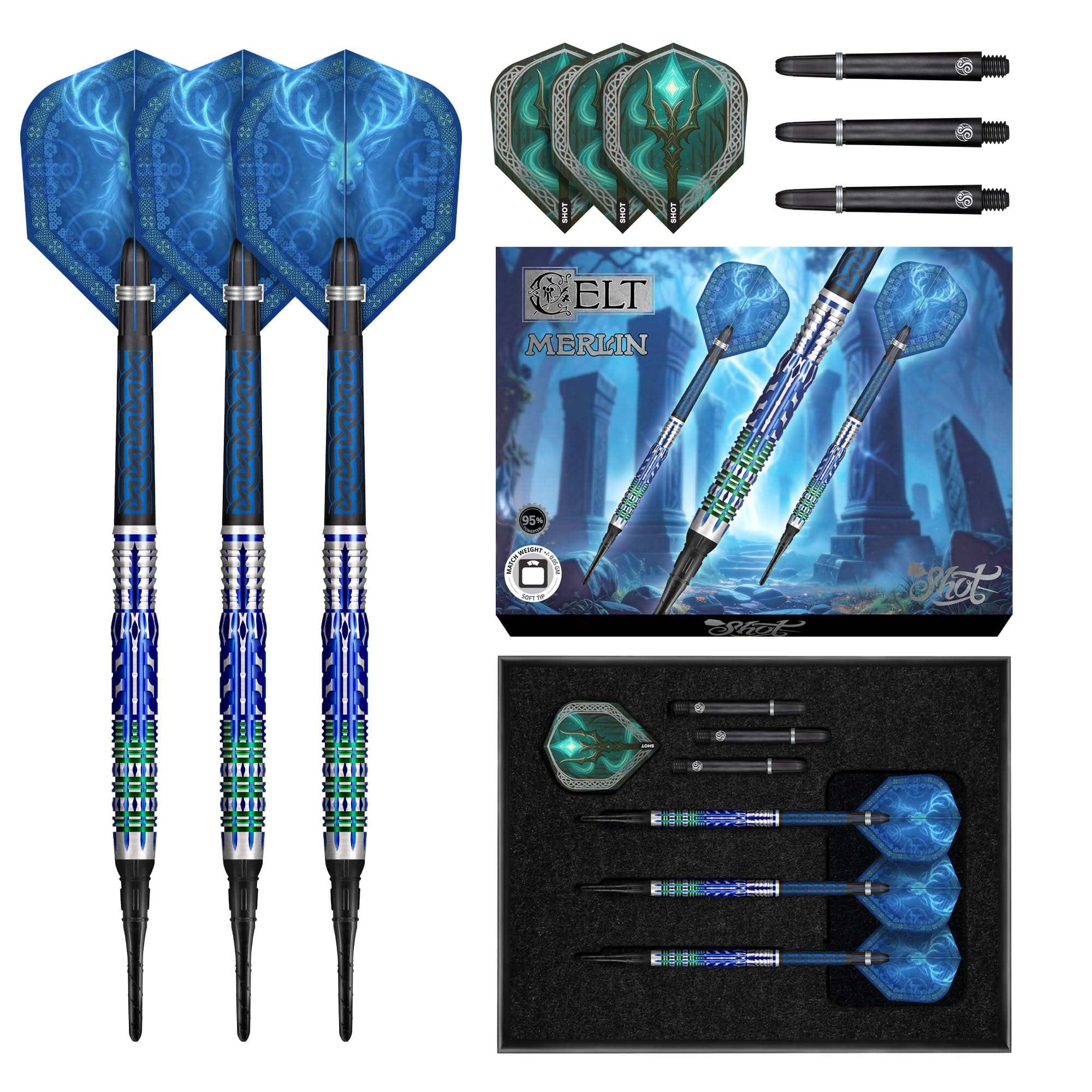 Celt Merlin Soft Tip Dart Set-95% Tungsten Barrels