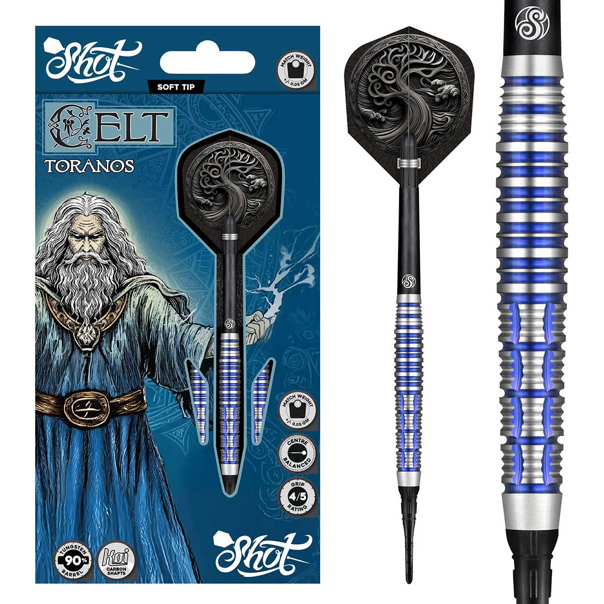 Celt Toranos Soft Tip Dart Set-90% Tungsten Dart Barrels