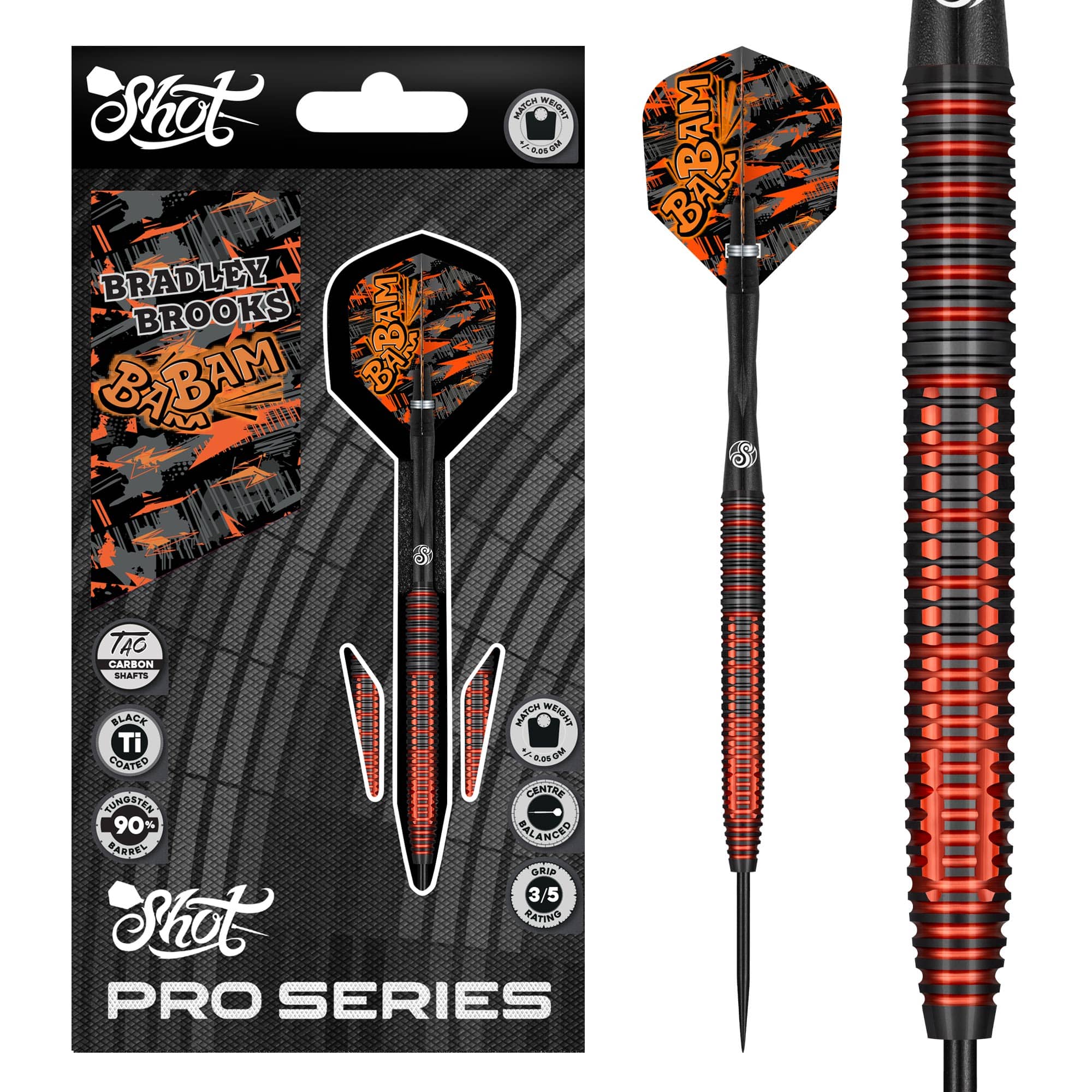 Pro Series Bradley Brooks Steel Tip Dart Set-90% Tungsten Barrels