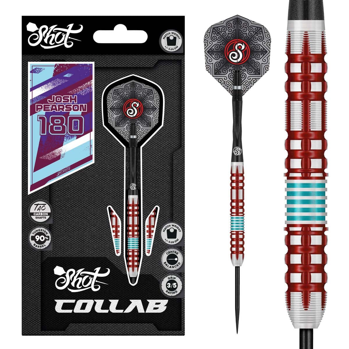Collab Josh Pearson Steel Tip Dart Set-90% Tungsten Barrels