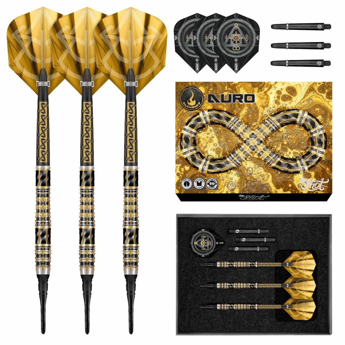 Alchemy Auro Soft Tip Dart Set-95% Tungsten Barrels