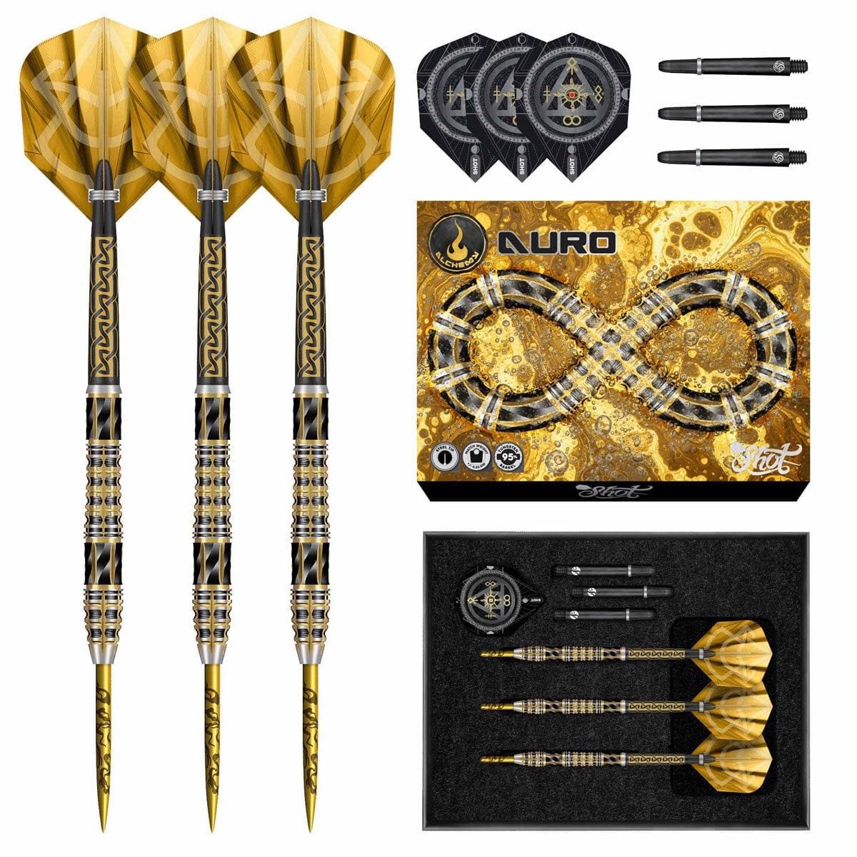 Alchemy Auro Steel Tip Dart Set-95% Tungsten Barrels