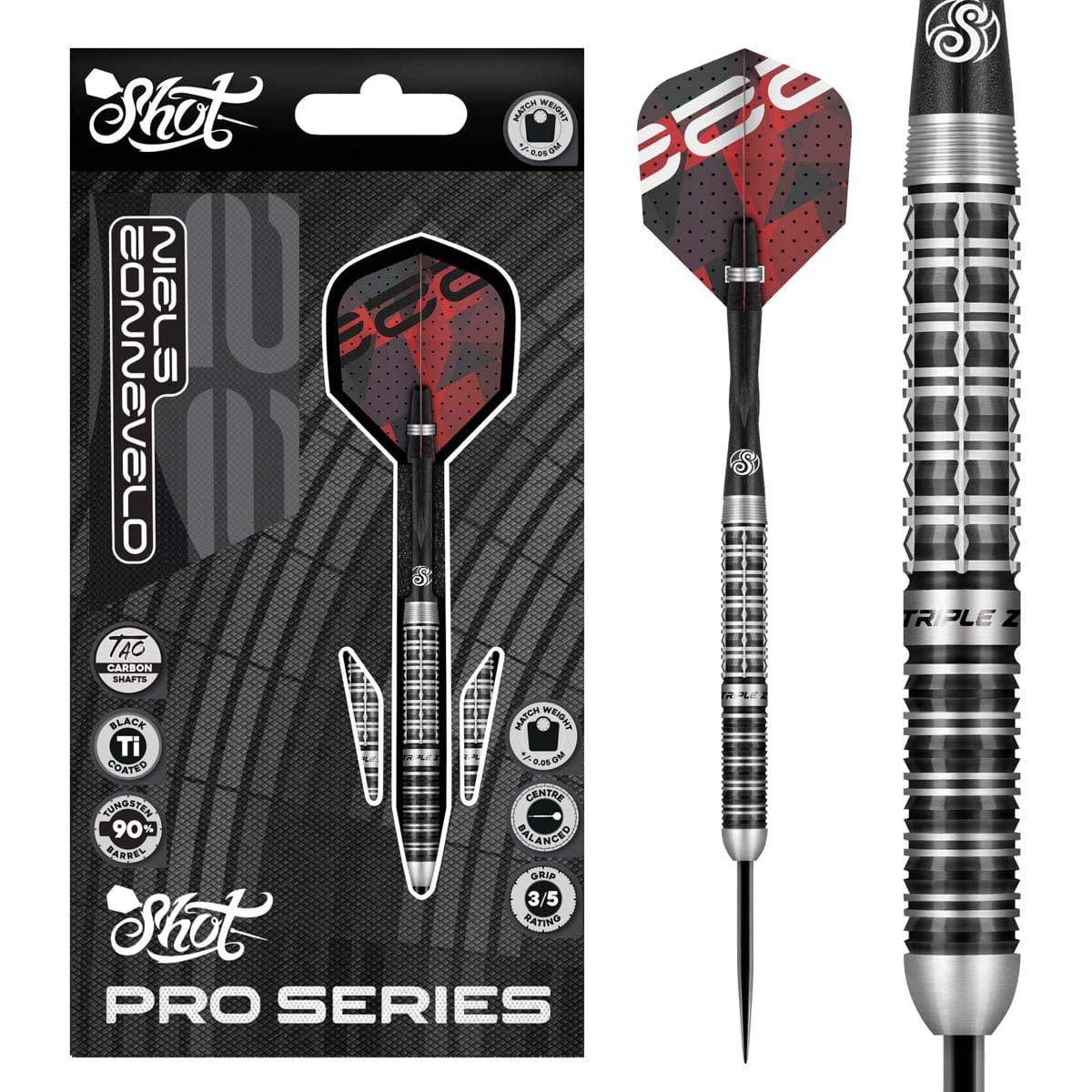 Shot Pro Series Niels Zonneveld 2.0 Steel Tip Dart Set-90% Tungsten Barrels