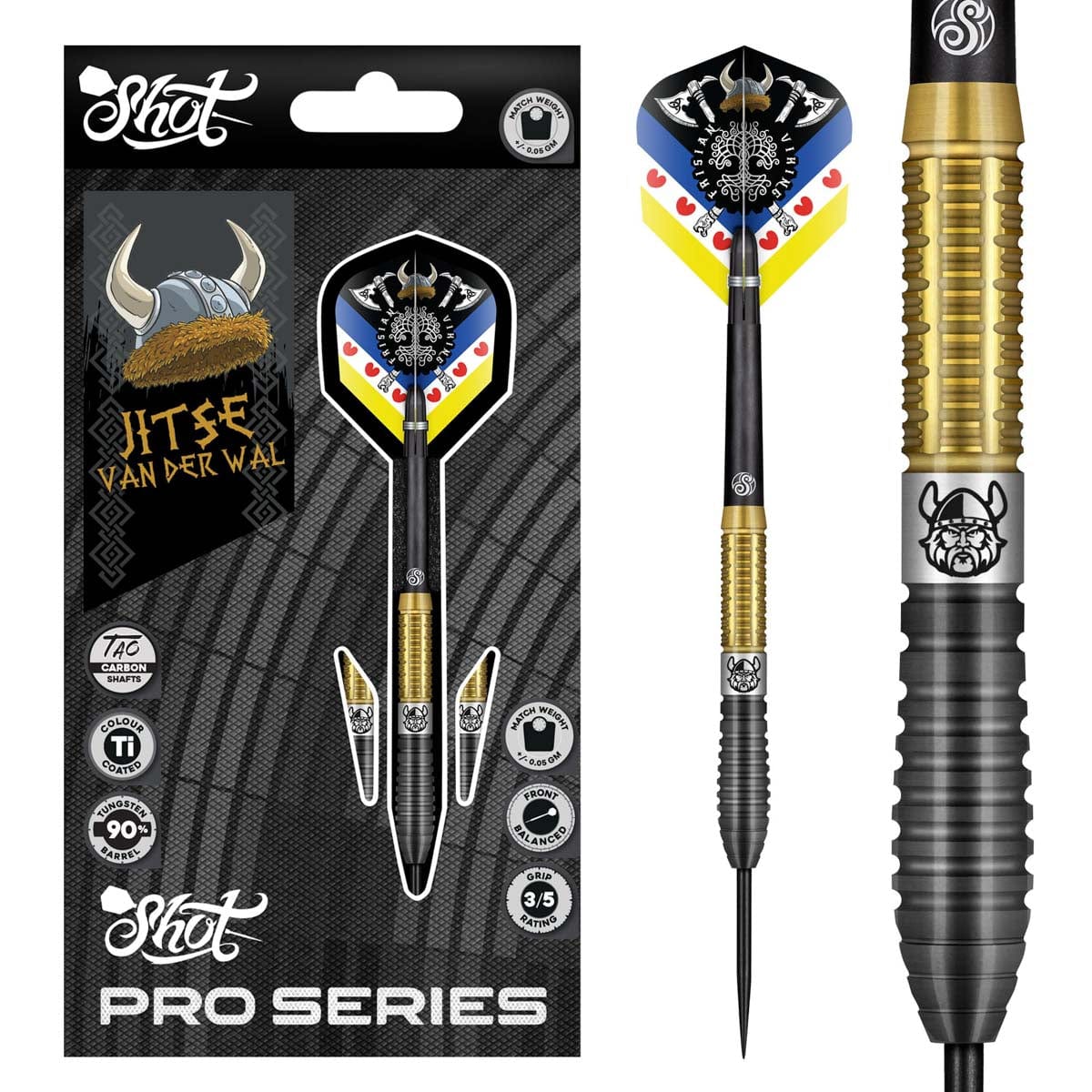 Jitse van der Wal Steel Tip Dart Set-90% Tungsten Barrels