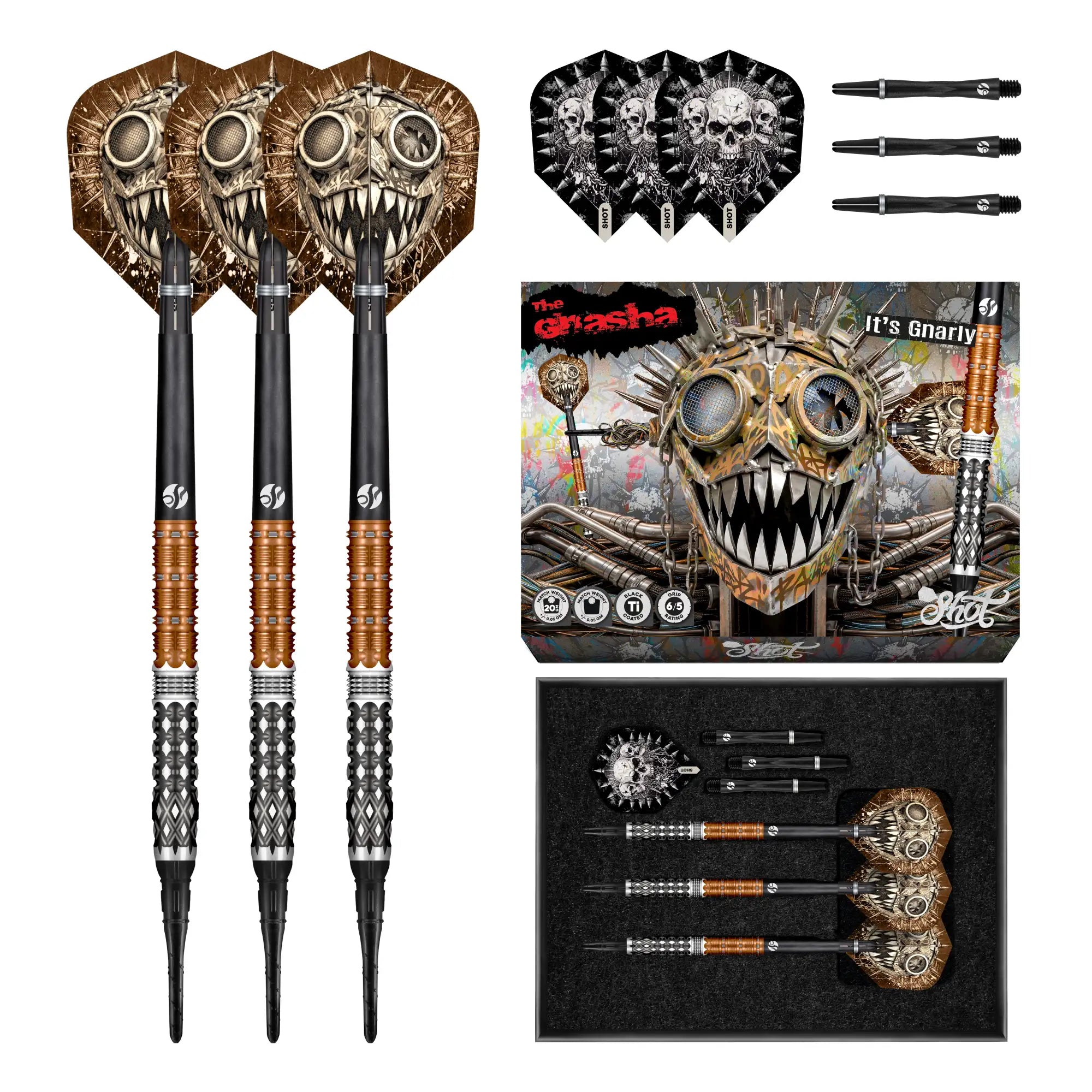 Gnarly Gnasha Soft Tip Dart Set - 95% Tungsten Barrels