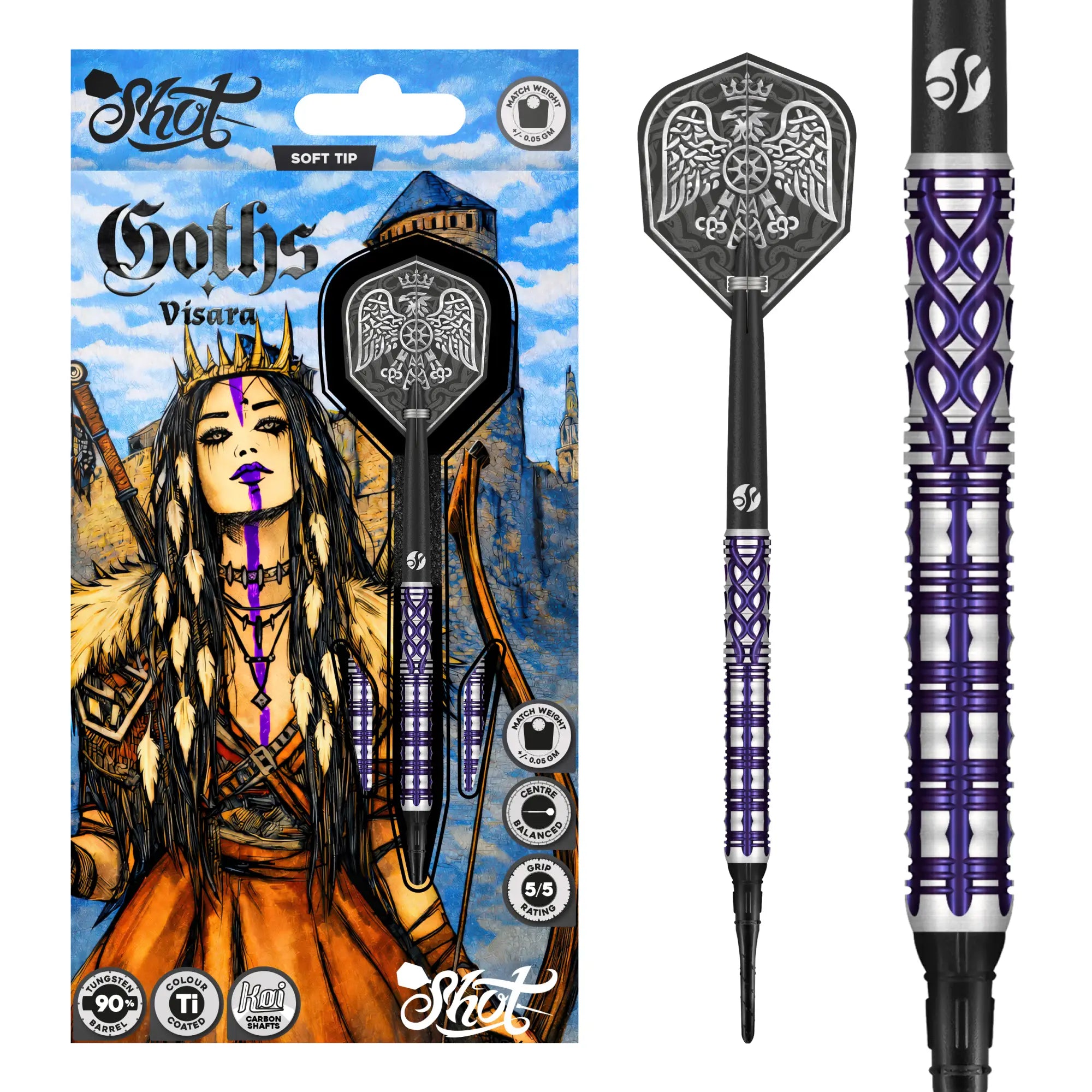 Goths Visara Soft Tip Dart Set - 90% Tungsten Barrels