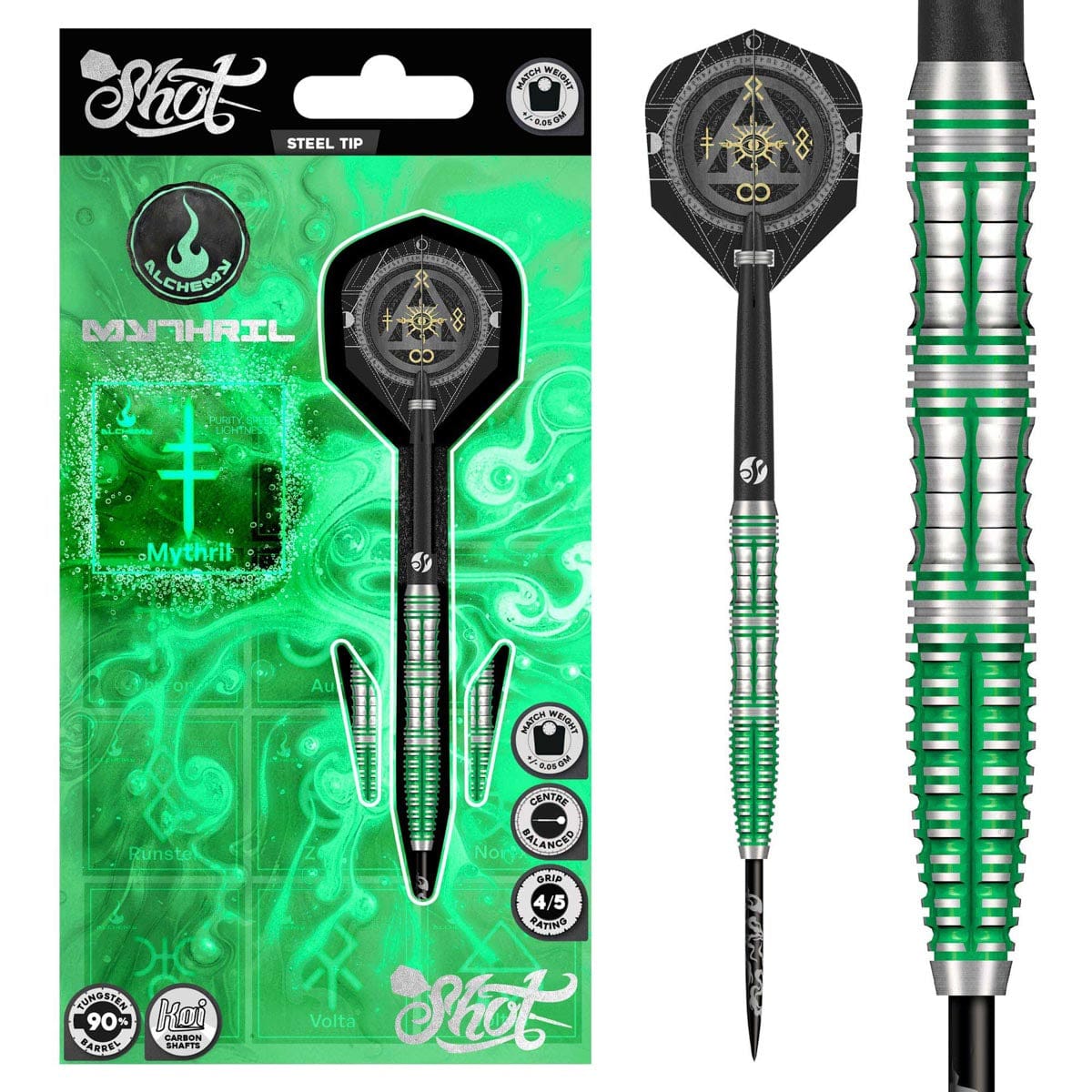 Alchemy Mythril Steel Tip Darts Set - 90% Tungsten Barrels